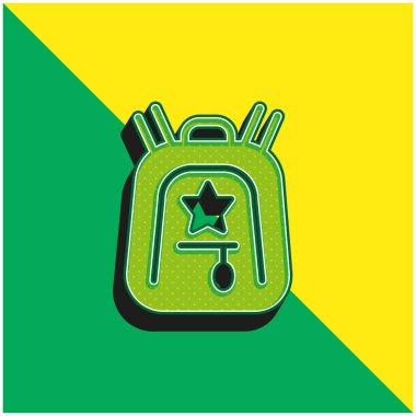 Sırt çantası yeşil ve sarı modern 3d vektör simgesi logosu
