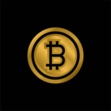 Bitcoin altın kaplama metalik simge veya logo vektörü