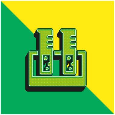 Beaker Glass Green ve sarı 3D vektör simgesi logosu