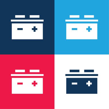 Pil mavi ve kırmızı dört renk minimal simge kümesi