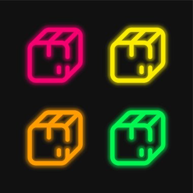 Parlayan dört renkli neon vektör simgesi