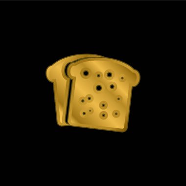 Breakfast Bread Toasts gold plated metalic icon or logo vector clipart