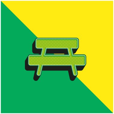 Bench Green and yellow modern 3d vector icon logo clipart