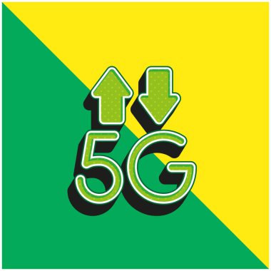 5g Green and yellow modern 3d vector icon logo clipart