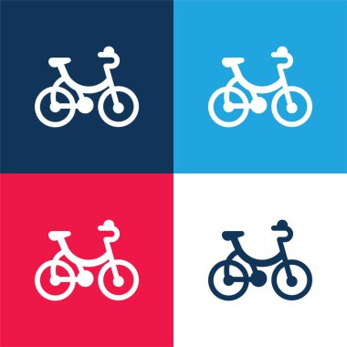 Bisiklet mavi ve kırmızı dört renk en az simge kümesi