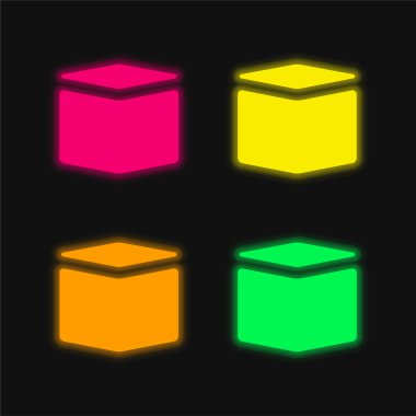 Parlayan dört renkli neon vektör simgesi