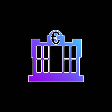 Bank Building Of Euros blue gradient vector icon clipart