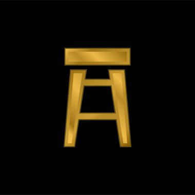 Tabure altın kaplama metalik simge veya logo vektörü