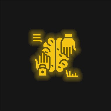 Yapay Zeka sarı parlak neon simgesi