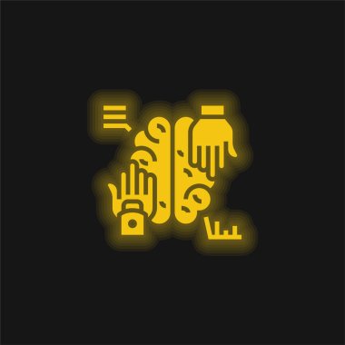 Artificial Intelligence yellow glowing neon icon