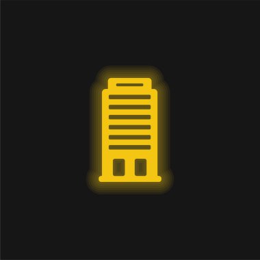 Büyük bina sarı parlak neon simgesi