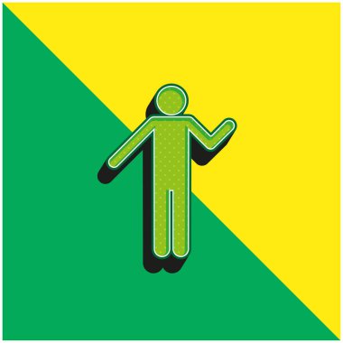 Basit Siluet Yeşil ve Sarı 3D vektör simgesi