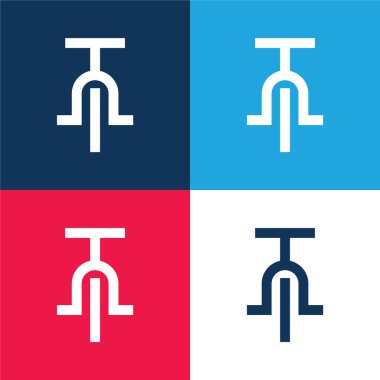 Bisiklet mavi ve kırmızı dört renk en az simge kümesi