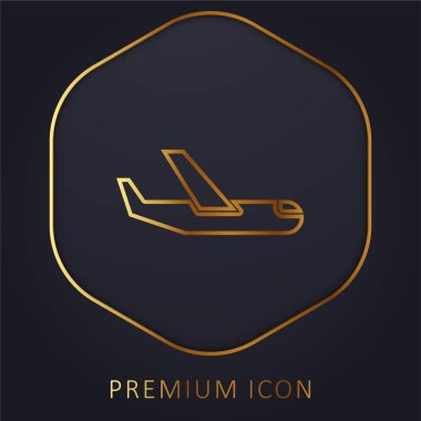 Uçak altın çizgisi prim logosu veya simgesi