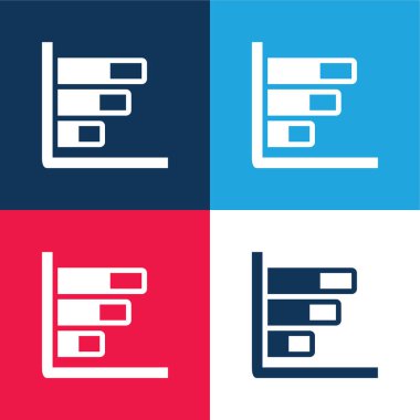 Çubuk mavi ve kırmızı dört renk en az simge kümesi