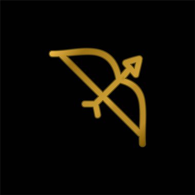 Ok El ile Kemer Çekim Aracı Altın kaplama metal simge veya logo vektörü