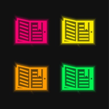 Book four color glowing neon vector icon clipart
