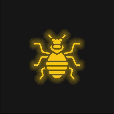 Bedbug yellow glowing neon icon clipart