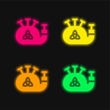 Bagpipe four color glowing neon vector icon clipart