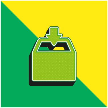 Kutu Yeşil ve Sarı Modern 3D vektör simgesi logosu