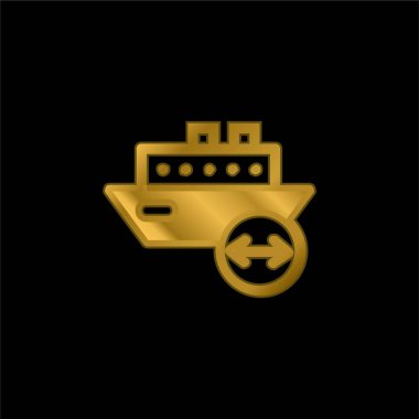 Tekne uzunluğu altın kaplama metalik simge veya logo vektörü