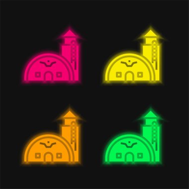 Base four color glowing neon vector icon clipart