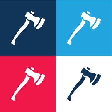Axe blue and red four color minimal icon set clipart