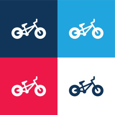 Bmx mavi ve kırmızı dört renk minimal simge kümesi