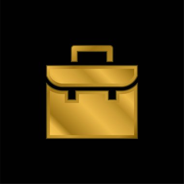 Evrak çantası altın kaplama metalik simge veya logo vektörü