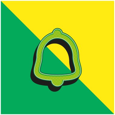 Alarm Çanı Dış Hattı Yeşil ve Sarı 3D vektör simgesi