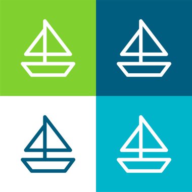 Tekne Düz 4 renk en küçük simge kümesi