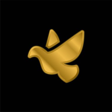 Kuş altın kaplama metalik simge veya logo vektörü