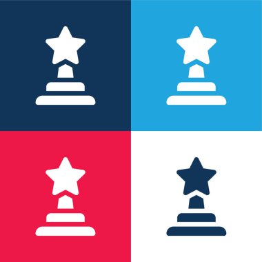 Ödül mavi ve kırmızı dört renk en düşük simge kümesi