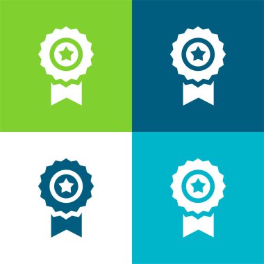 Ödül Düz 4 renk minimal simgesi seti