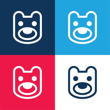 Ayı Başı mavi ve kırmızı dört renk minimal simgesi