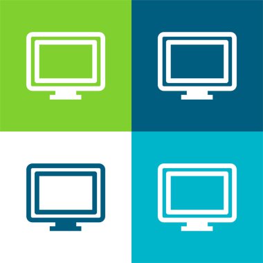 Big Computer Monitor Flat four color minimal icon set clipart