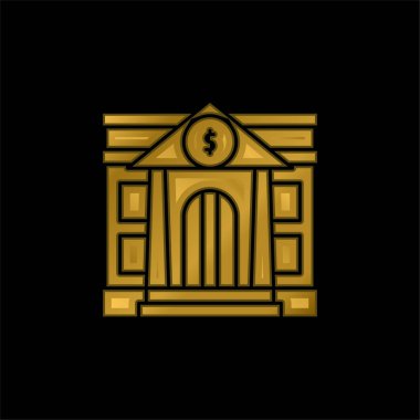 Banka altın kaplamalı metalik simge veya logo vektörü