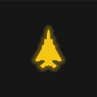 Uçak sarı parlayan neon simgesi