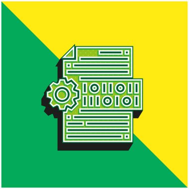 İkili Kod Yeşil ve Sarı Modern 3D vektör simgesi logosu