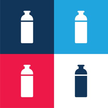 Şişe mavi ve kırmızı dört renk minimal simge kümesi