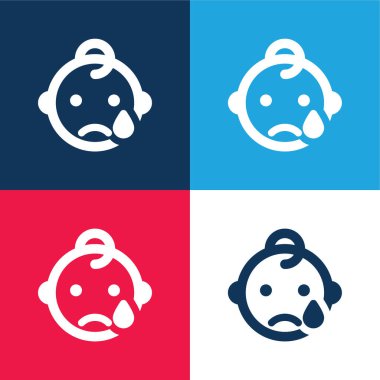 Bebek mavisi ve kırmızı dört renk simgesi seti