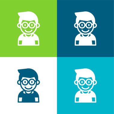 Oğlan Düz 4 renk en küçük simge seti