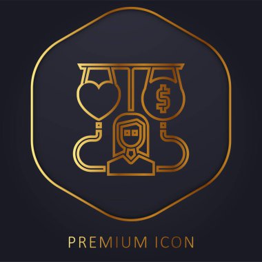 Altın çizgi prim logosu veya simgesi dengesi