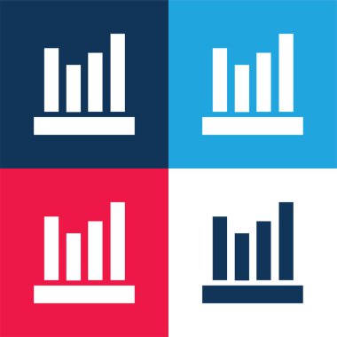 Çizelge mavi ve kırmızı dört renk minimal simge kümesi