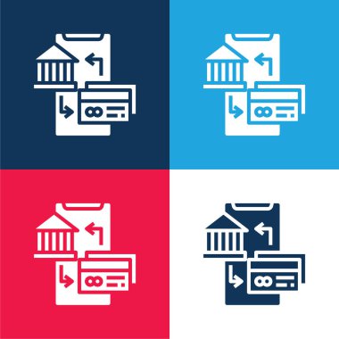 Bank Online mavi ve kırmızı dört renk minimal simgesi