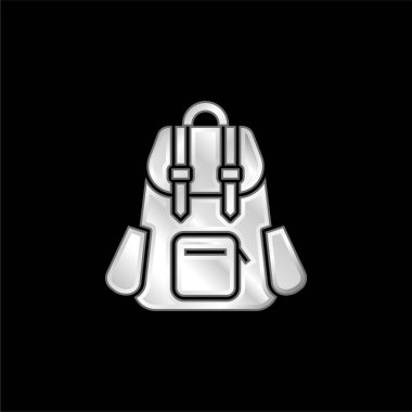 Bag silver plated metallic icon clipart