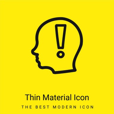Attention Hand Drawn Symbol Of An Exclamation Sign Inside Bald Head From Side View minimal bright yellow material icon clipart