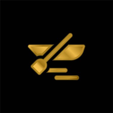 Tekne altın kaplamalı metalik simge veya logo vektörü