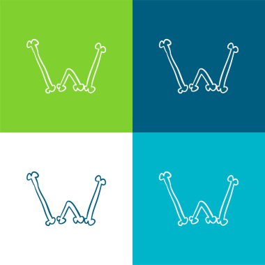 Bones W, Cadılar Bayramı Tipografi Mektubu Düz 4 renk minimal simgesi