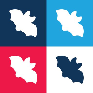 Yarasa mavi ve kırmızı dört renk minimal simge kümesi